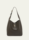 Saint Laurent Le 5a7 Large Ysl Shoulder Hobo Bag In Smooth Leather In Light Musk