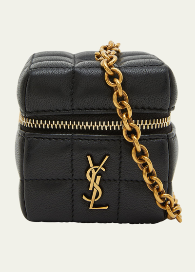 Saint Laurent Mini Ysl Cube Leather Top-handle Bag In Black