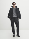 Massimo Dutti Baumwollshirt Mit Rundausschnitt Und Fallender Schulternaht In Mittelgrau