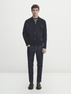 Massimo Dutti Buttoned Knit Cardigan With Pockets In Marineblau
