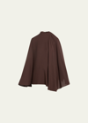 MARIE ADAM-LEENAERDT SELF-TIE SILK CAPE BLOUSE