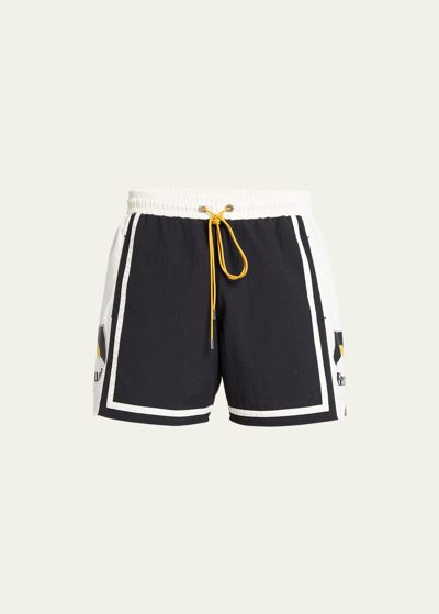 Rhude Men's Moonlight Bicolor Nylon Shorts In Black/ivory