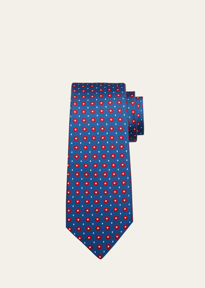 Kiton Men's Silk Mini Medallion-print Tie In Blu