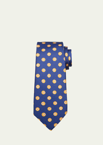 Kiton Men's Silk Polka Dot-print Tie In Blu Mult