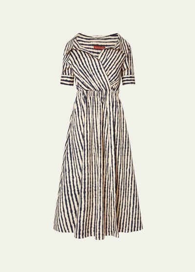 ALTUZARRA LYDIA STRIPED OFF-SHOULDER MIDI DRESS