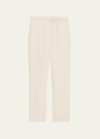 Theory Crepe Cropped Slim-leg Pants In Rice