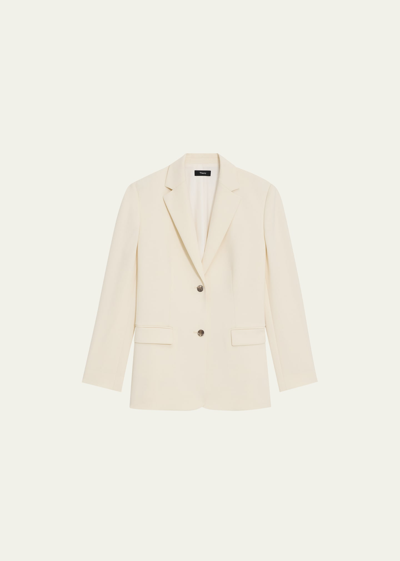 Theory Admiral Crepe Relaxed Blazer Jacket In Rice