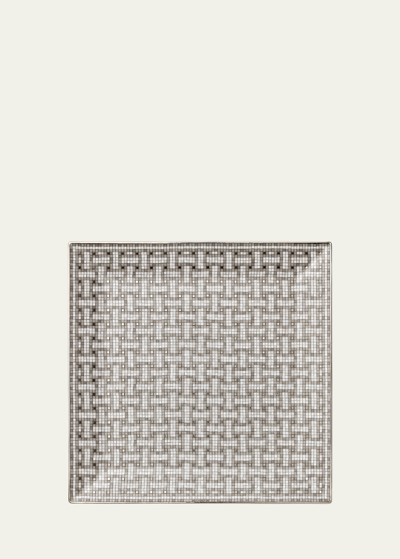 Pre-owned Hermes Mosaique Platinum Square Plate #4 In Multi