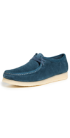 CLARKS WALLABEE SHOES NAVY/TEAL SUEDE