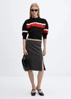 Mango Ribbed Cardigan With Zip Black In Black