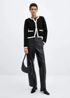 Mango Knitted Buttoned Jacket Black In Black