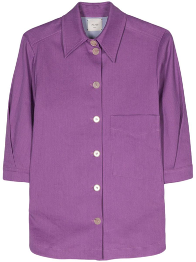 Alysi Linen Overshirt In Púrpura