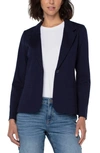 Liverpool Los Angeles Shadow Plaid Fitted Knit Blazer In Cadet Blue