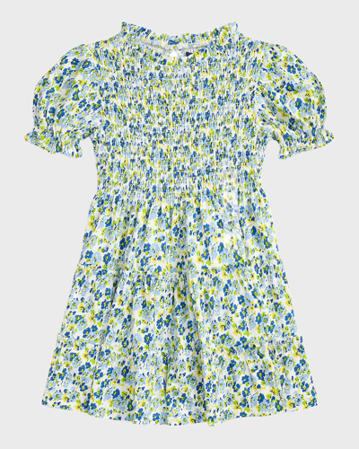 Ralph Lauren Kids' Girl's Smocked Floral Cotton Jersey Day Dress In Alma Foral