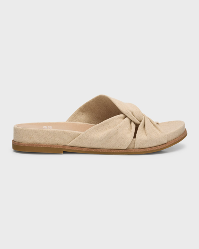 Eileen Fisher Dello Linen Twisted Slide Sandals In Natural