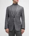 Giorgio Armani Men's Plaid Windowpane Blazer In Multi