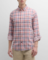 Scotch & Soda Double Face Plaid Regular Fit Button Down Shirt In Pink