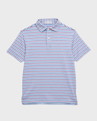 Peter Millar Boys' Oakland Stripe Performance Jersey Polo Shirt - Big Kid In Infinity