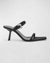 SAINT LAURENT HOPE CRYSTAL-BUCKLE SLINGBACK SANDALS