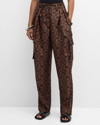 DRIES VAN NOTEN POLKAR GEO SILK STRAIGHT-LEG PANTS