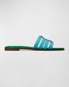 TORY BURCH INES CAGED LEATHER FLAT SLIDE SANDALS