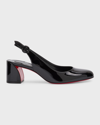 Christian Louboutin So Jane Patent Red Sole Slingback Pumps In B439 Blacklin Bla