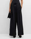 DRIES VAN NOTEN HADIUM TAPE SIDE-STRIPE PLEATED WIDE-LEG PULL-ON SWEATPANTS