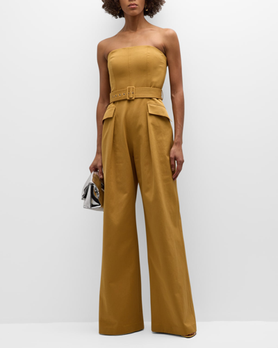 A.l.c Presley Strapless Belted Jumpsuit In Aged Bronze