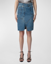 Zadig & Voltaire Jinko Asymmetric Denim Skirt In Light Blue