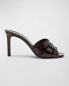 Saint Laurent Tribute 85 Patent Leather Mules In Manto Naturale