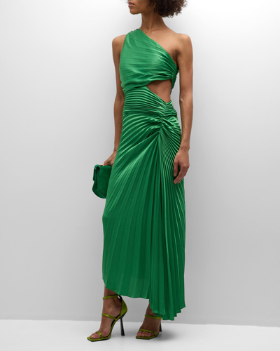 A.L.C DAHLIA PLEATED ONE-SHOULDER MAXI DRESS