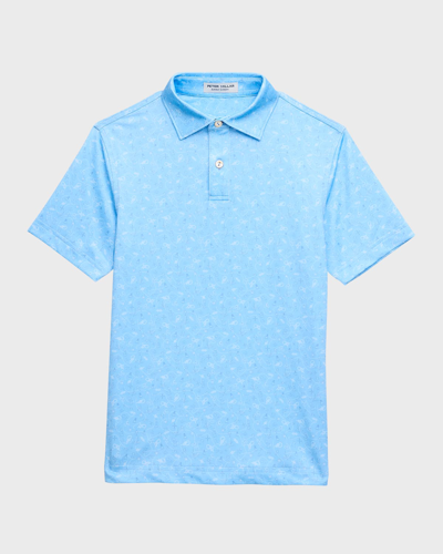 Peter Millar Kids' Boy's Show Me The Way Performance Jersey Short-sleeve Polo Shirt In Cottage Blue
