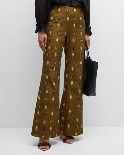 Alix Of Bohemia Charlie Ikat Mirror Flare Pants In Brown