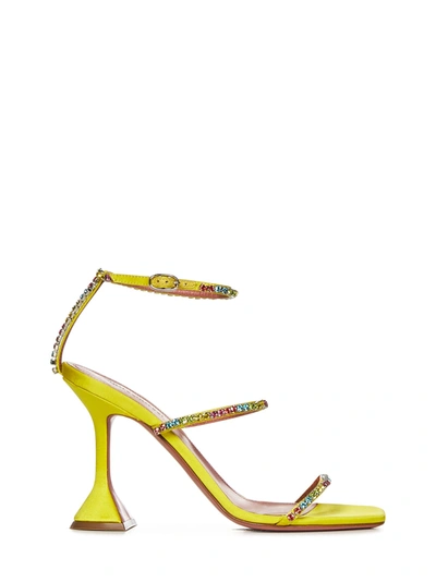 Amina Muaddi Gilda Sandal Satin Sandals In Giallo