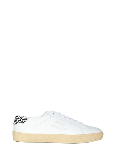 Saint Laurent Court Classic Logo-embroidered Leather Sneakers In Bianco