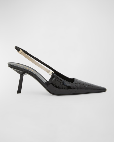 Saint Laurent 75mm Blake Leather Slingback Pumps In Black