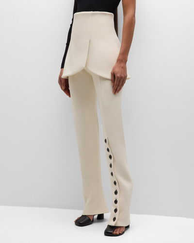 A.w.a.k.e. Buttoned Basque Skinny Pants In White