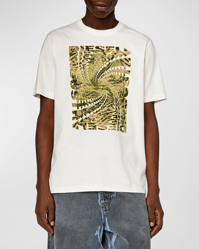 Diesel T-just-n12 Cotton T-shirt In Off White