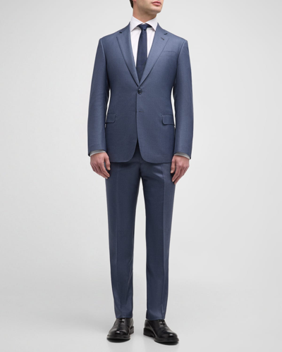 Giorgio Armani Men's Textured Wool-silk Solid Suit In Multi
