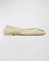 Tory Burch Claire Cap-toe Ballet Flats Natural/light Khaki/gold/silve In Natural Light Kh