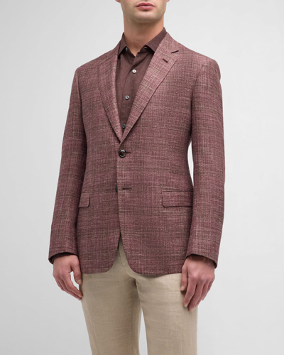 Giorgio Armani Men's Textured Wool-blend Two-button Sport Coat In Multi