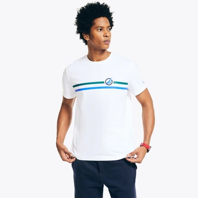 Nautica Mens Chest-stripe Crewneck T-shirt In White