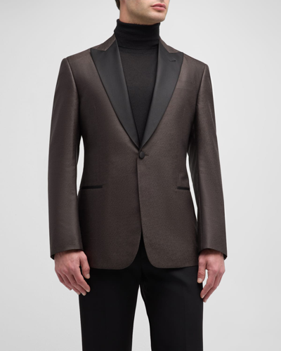 Giorgio Armani Men's Silk-blend Dinner Jacket In Grey