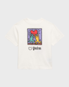 PALM ANGELS X KEITH HARING GIRL'S HOLDING HEART SHORT-SLEEVE T-SHIRT