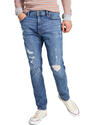 Sun + Stone Clarence Mens Denim Medium Wash Skinny Jeans In Blue