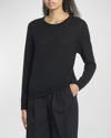 Saint Laurent Cashmere Silk Blend Crewneck Sweater In Nero
