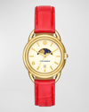 TORY BURCH MILLER MOON WATCH WITH LEATHER STRAP