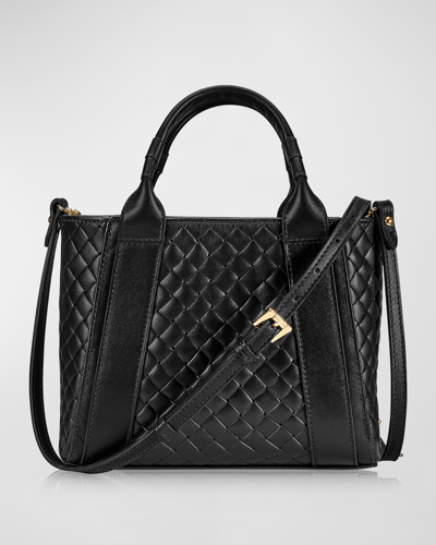 Gigi New York Dylan Mini Woven Leather Tote Bag In Black