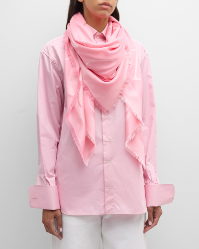 Valentino V-logo Jacquard Silk & Wool Shawl In Pink
