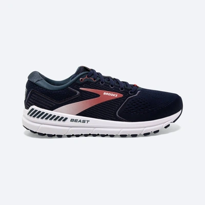 Brooks Men's Beast '20 Running Shoes - D/medium Width In Blackened Pearl/black/red In Blue